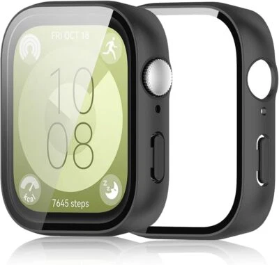 MSM Hülle für Huawei Watch Fit 3 Schutzhülle Schutzglas Display Panzerfolie Full 9H