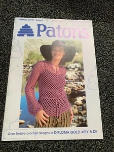 Patons Crochet Pattern Booklet PBN0000-02957 12+Designs Diploma Gold 4ply And DK - Picture 1 of 2