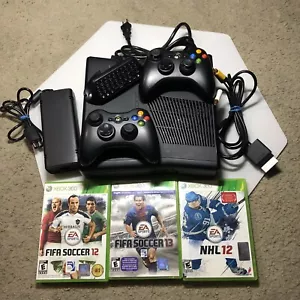 Microsoft Xbox 360 S Slim 250GB Model 1439 Console Matte Black with 3 Games - Picture 1 of 8
