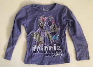 Disney Minnie And Daisy Purple Girls Long Sleeve Shirt Size S 5T Fast Shipping - Picture 1 of 3