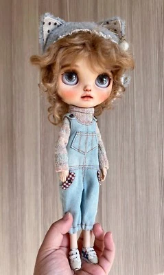 Одежда для кукол Blythe -- милый синий тематический комплект нарядов Kitty (OOAK) - Изображение 1 из 4