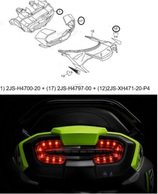 Juego de cubiertas de montaje de luz trasera genuina para Yamaha Zuma 125 BWS Fi 125 2016 - 2021 Foto 1 de 4