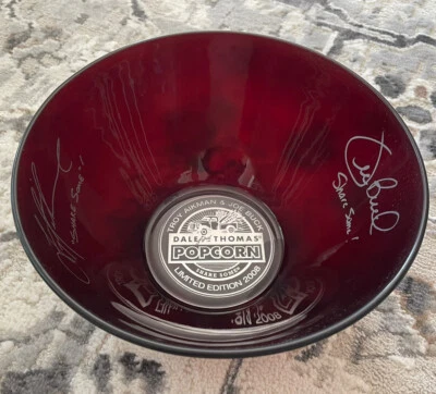 Tazón de palomitas de vidrio firmado por Troy Aikman Joe Buck edición limitada Dale & Thomas 2008 con certificado de autenticidad Foto 1 de 4