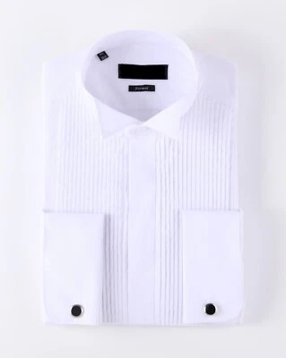 Camicia elegante uomo formale collo smoking con doppio polsino e gemelli - Immagine 1 di 4