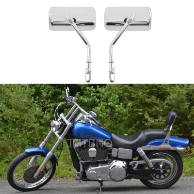 Espejos retrovisores rectangulares cromados para motocicleta Harley Davidson Dyna Wide Super Glide Foto 1 de 4