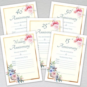 Silver, Ruby, Golden, Diamond  Wedding Anniversary Invitations Elegance Invites - Picture 1 of 41