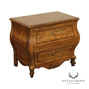 Baker French Louis XV Style Oak and Burlwood Bombe Chest Nightstand - Picture 1 of 12