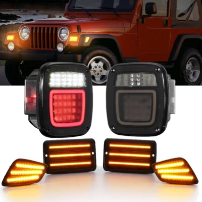 83 LED Tail Lights Brake & Side Marker Turn Light For Jeep Wrangler TJ 1997-2006 Foto 1 de 4