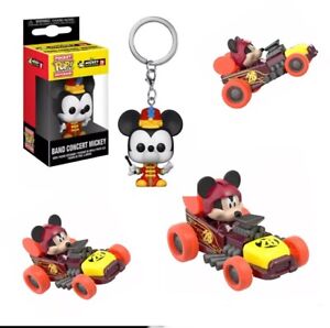 Disney Junior Mickey Supercharged Mickey's Hot Rod Roadster AND FP KEYCHAIN SET