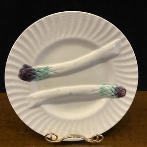 Antico piatto asparagi barbotini in maiolica Faience di Creil et Montereau - Foto 1 di 6
