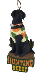 Black Lab Dog "Hunting Buddy" Resin Christmas Tree Ornament 4" (WH1) - Picture 1 of 4