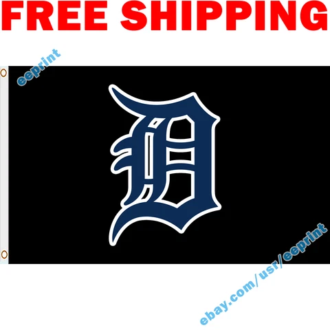 Deluxe Detroit Tigers Logo BLACK Flag Banner 3x5 MLB 2022 Fan Home Decor NEW Cover