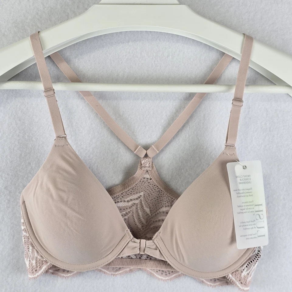 Natori Bra 38B 728309 Rose Lush Lace Back Front Closure Contour Racerback