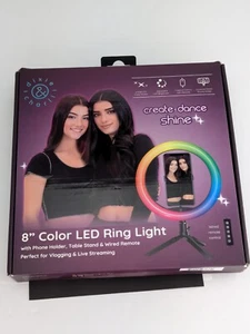 Dixie & Charli 8" Color LED USB Ring Light w/ Stand & Phone Holder Dimmable - Picture 1 of 5
