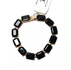 NWT $58 Lauren Ralph Lauren Black Gold Emerald Tennis Bracelet - Picture 1 of 3