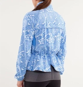 Lululemon Run: Travel To Track Jacket 10 Peplum Beach Floral White Windbreaker - Picture 1 of 9