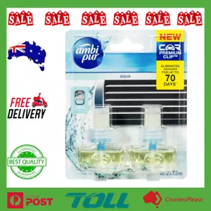 Ambi Pur Premium Clip Aqua Car Air Freshener Refill 2 Pack - Picture 1 of 3