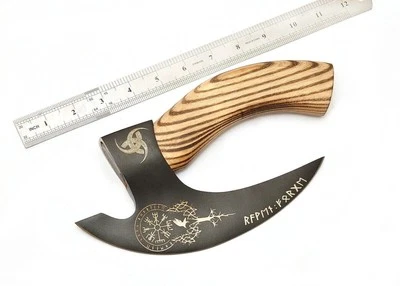 Hacha cortadora de pizza vikinga hecha a mano de acero al carbono hacha personalizada Tomahawk mano LF Foto 1 de 4