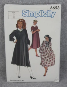 Simplicity Sewing Pattern 6653 Sz 12 Maternity Dress Sleeve Variations 1980's UC - Picture 1 of 4