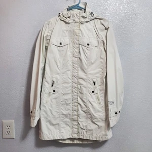 Mountain Hardwear Rain Jacket Women S White Detach Hood Nylon Soft Shell FLAW - Picture 1 of 22
