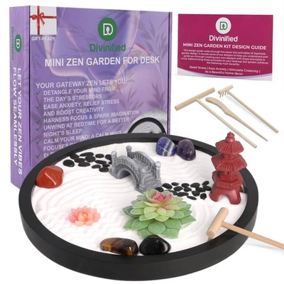 Mini Zen Garden for Desk, Sand Tray Therapy Kit, Tharapy Office Decor, Medita... - Image 1 of 4