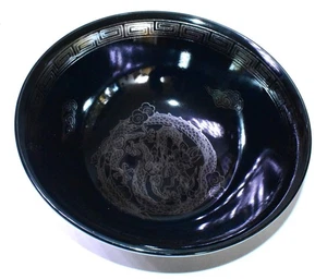 Black Silver Dragon MinoWare Ramen Bowl Japanese Ceramics Pottery 21cm 8.25" NEW - Picture 1 of 9