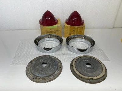 1959 Buick Tail Light PAIR OF Lenses,chrome rings,back plates. OEM # 5949897. - Image 1 of 4