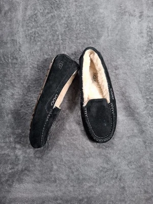 Zapatillas UGG Ansley para mujer talla 8 negras gamuza piel de oveja zapatos sin cordones mocasín Foto 1 de 4