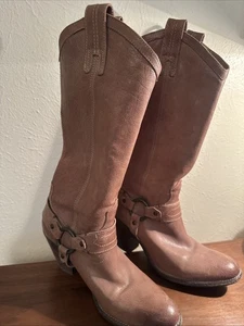 Frye Melissa Tall Pull On Leather Boots Women's Shoes Size 9 Western Brown - Picture 1 of 15