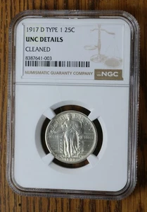 1917 D type 1 Liberty standing quarter graded by NGC UNC DETAILS - Picture 1 of 2