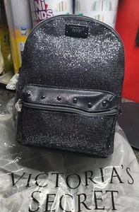 Rare in NWT Victoria's Secret Black Studded Glitter Bling city Backpack Blk/Silv - Bild 1 von 11