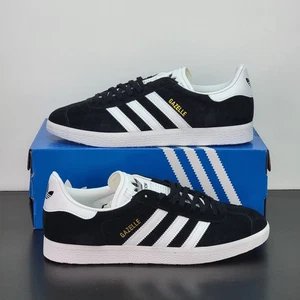 Adidas Gazelle Men's Size 11.5 Shoes Black White Athletic Casual Sneakers - Picture 1 of 8