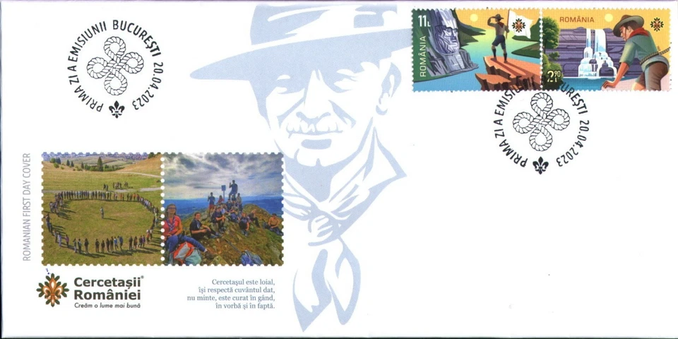 2023 Boy scouts,Robert Baden-Powell,Decebalus statue,waterfall,Romania,M8179,FDC - Image 1 of 1