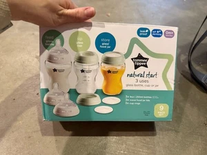 Tommee Tippee Natural Start 3 Uses Glass Baby Bottle, Cup or Jar Set, 9oz, 0m+ - Picture 1 of 4