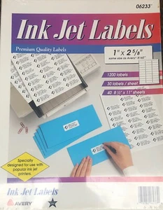 Avery Premium Inkjet Labels 1200 Full Sheet Mailing Labels White 1”x2 5/8” New - Picture 1 of 1