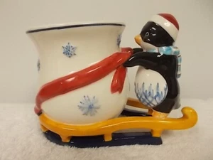 Candelabro votivo Waterford Holiday Heirlooms Christmas Penguin Tealight 2005 - Imagen 1 de 7