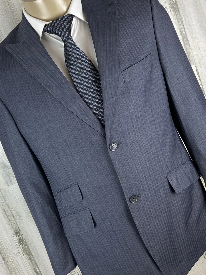 Chaqueta Blazer Abrigo Deportivo Vitarelli Para Hombre 42R Gris Rayas Italiano [A-1946] Foto 1 de 4