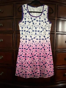 ESLEY SPRING/SUMMER A-LINE DRESS - SHEER/LINED - SIZE M - OMBRE WHITE, PINK - Picture 1 of 5
