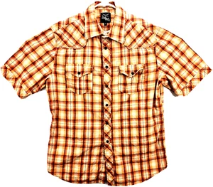 Dragonfly Mens Shirt Size XL Short Sleeve Black Branded Snap Orange/Maroon/White - Picture 1 of 11