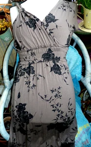 Bezauberndes Sommerkleid, Gr. 38, ärmellos, taupe-schwarz, Viscose - Bild 1 von 6
