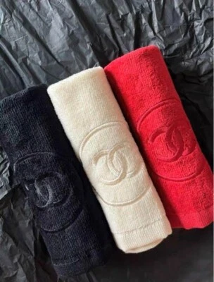 Chanel Beaute Novelty Cotton Towel La Collection 3Pcs Red Black White Japan New - Image 1 of 4
