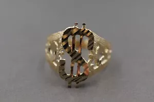 Anillo de banda de letrero de dólar con corte de diamante de oro amarillo liso de 10 K. Talla 8 para hombre y mujer - Imagen 1 de 7
