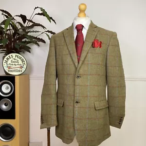 Samuel Windsor Modern Windowpane Tweed Herringbone Hacking Sport Jacket (42L) - Picture 1 of 15