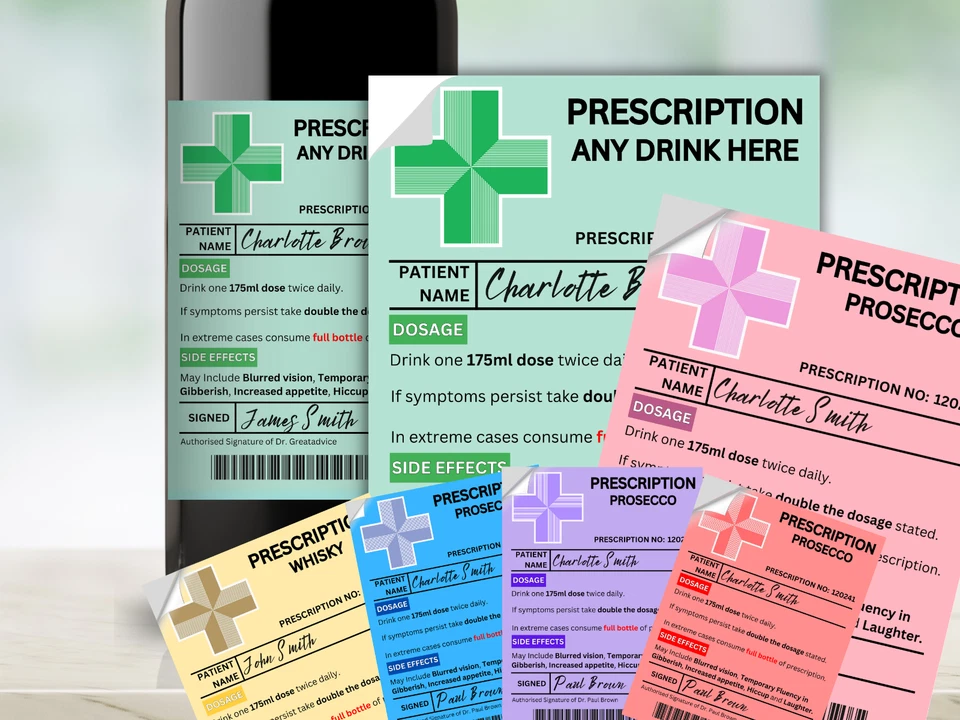 Etiqueta de cualquier bebida con receta personalizada - cumpleaños, Pascua, novedad regalo divertido Foto 1 de 3