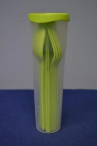 Plastic Cylinder Container Serving Set 4 each Knife, Spoon and Fork - Picture 1 of 5