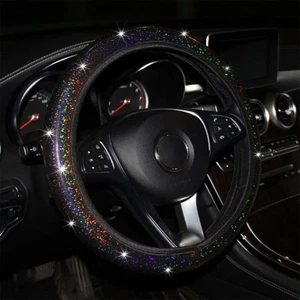 Non-slip Vehicle Car Diamond Steering Wheel Cover Bling Shining 15''/37CM~38CM - Picture 1 of 12