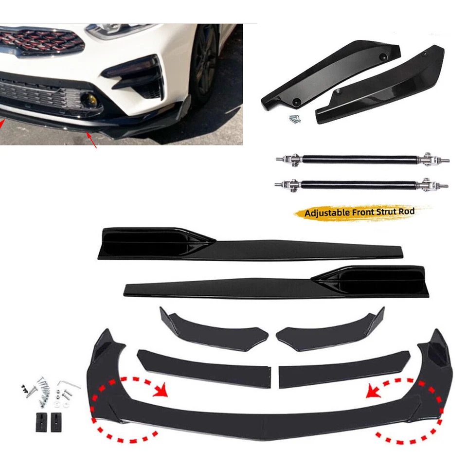 For Chevrolet 1500 Front Bumper Spoiler Splitter Body Side Skirt Rear Lip BK - Изображение 1 из 4