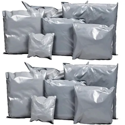 Strong Grey Plastic Mailing Postal Bags Poly Postage Self Seal Full Range • 4.99£