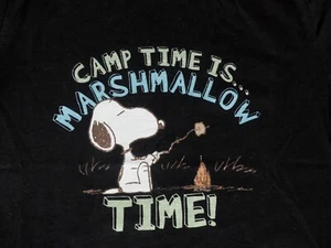 Hanes Women's Size L Black Snoopy Camp Time Is ... Marshmallow Time Tee - Picture 1 of 2