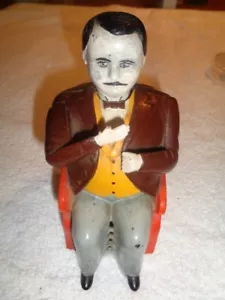 Man Mechanical Cast Iron Coin Bank VTG Orig Tammany Painted Gary Pants RARE - Picture 1 of 24